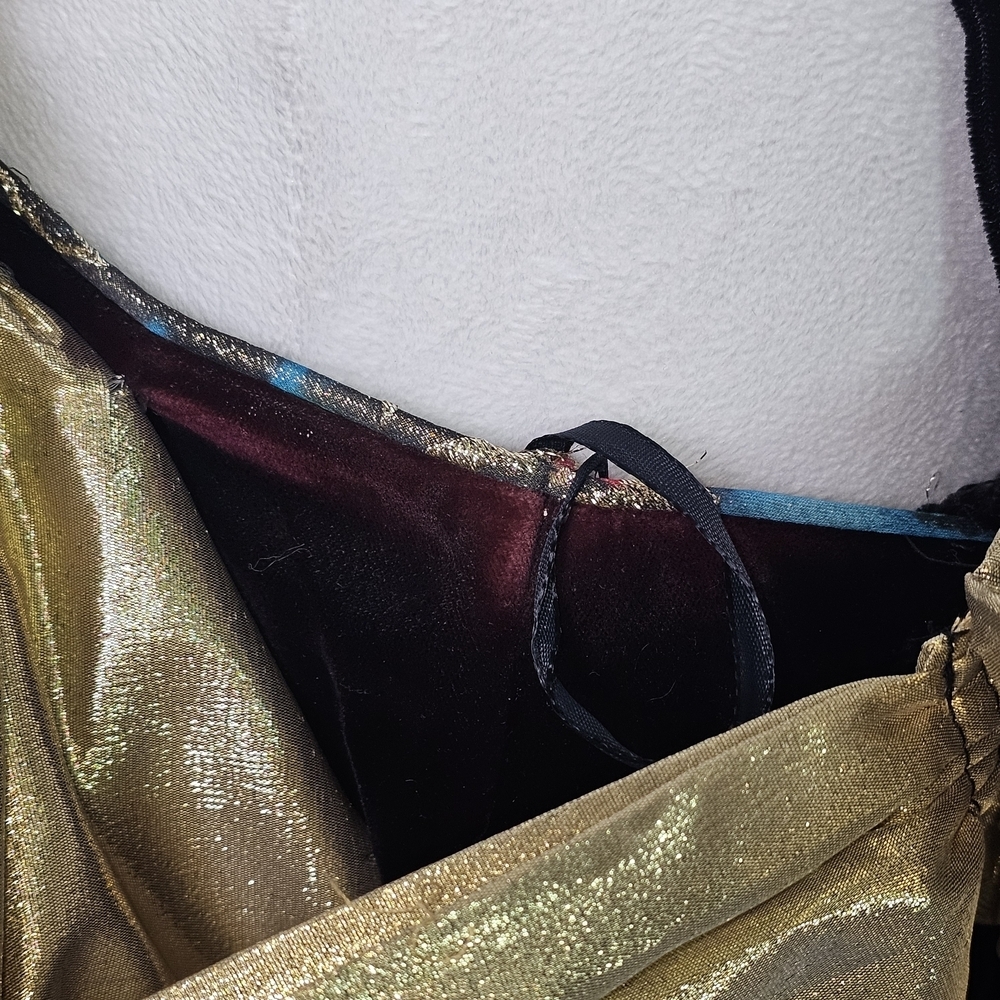 Vintage Morton Myles Saks Velvet Gold Bow Metallic Floral Cocktail Dress Sz S - Picture 8 of 15